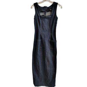Boutique Europa Women's Size 10 Sleeveless‎ Blue Denim Maxi Dress